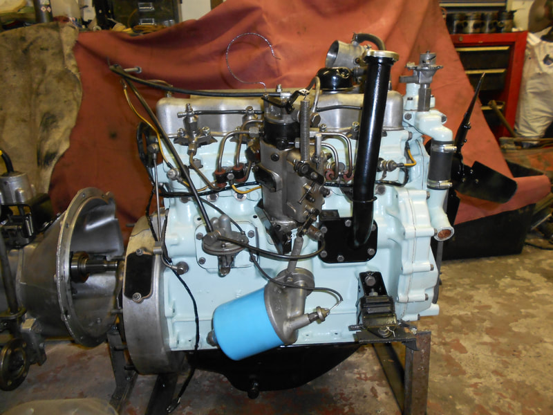 Land Rover Series 3 rebuild engine offside view.