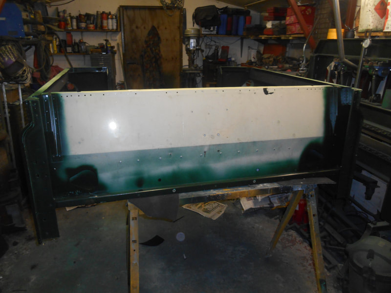 Front of Land Rover Series 2a Tub Bulkhead ready to be carpeted.