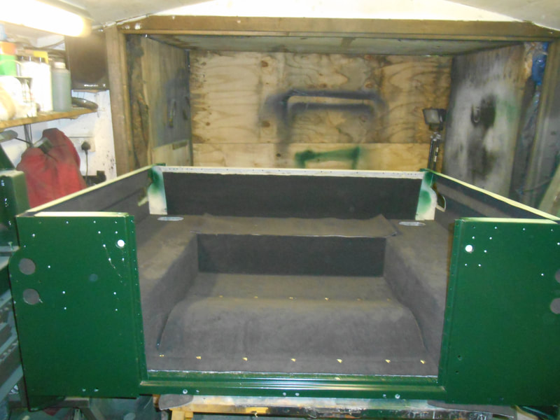 Land Rover Series 2a Tub completely carpeted.