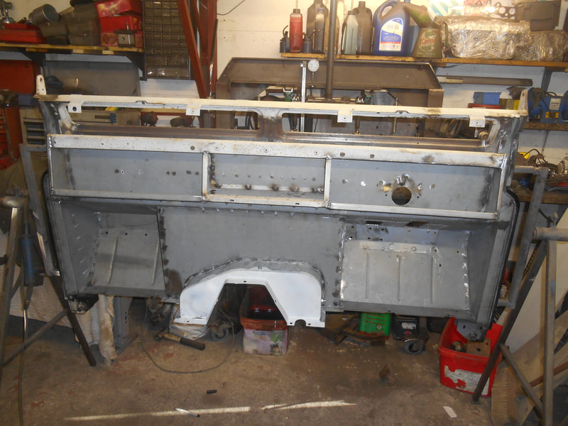 Completely restored Land Rover Series 2a bulkhead ready for priming.
