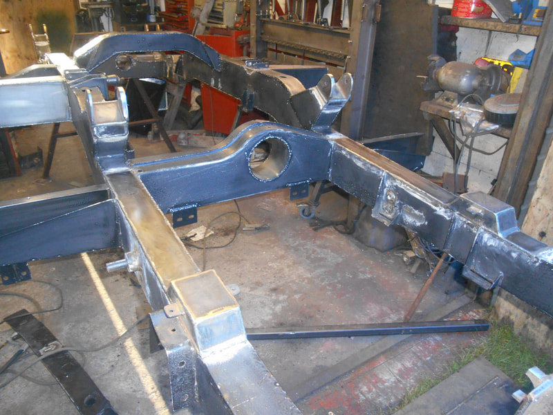 Land Rover Series 2a Chassis with in house manufactured brackets.