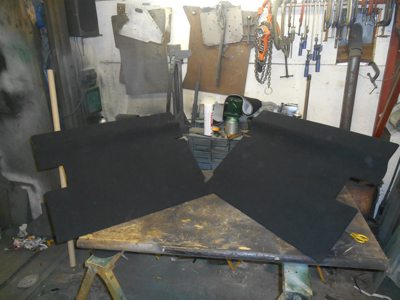 Door Cards covered in black roof lining material for Land Rover Series 2a front doors.