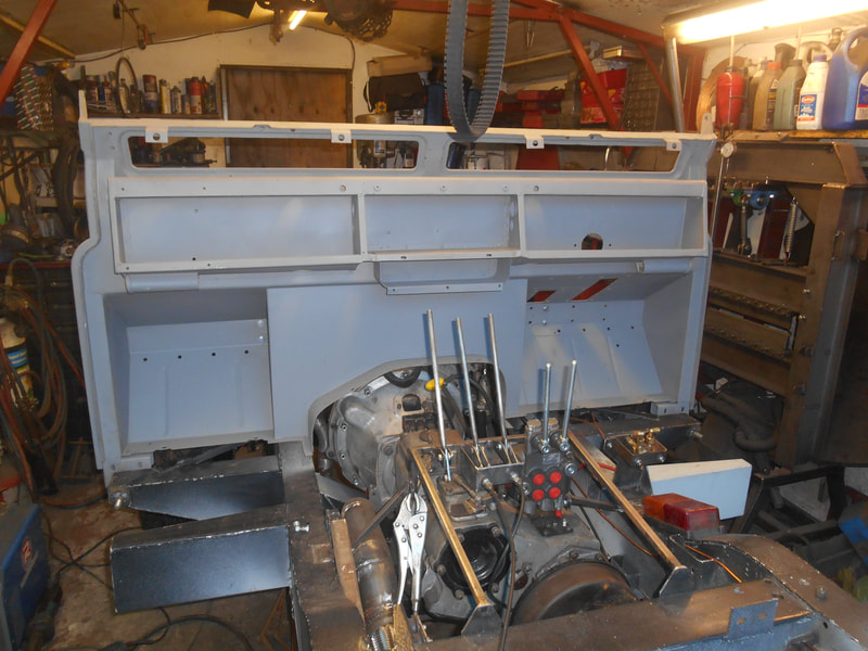 Land Rover Series 2a bulkhead and hydraulic system test fitted to chassis.