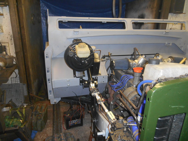 Servo test fitted to Land Rover Series 2a bulkhead and chassis.