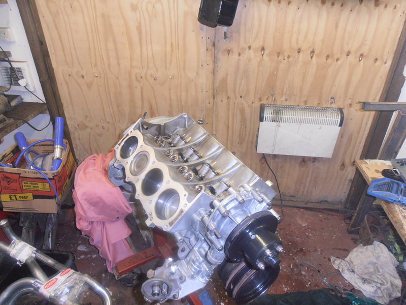 Rover V8 stripped engine block.